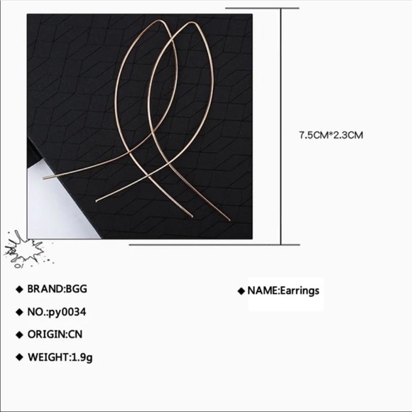 RESTOCKED FISH HOOK GOLD EARRINGS - Picture 3 of 3